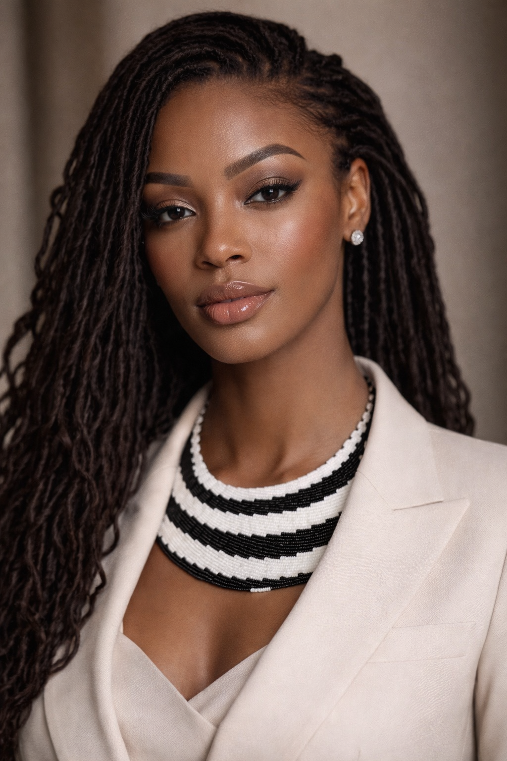 The Umoja (unity)Beaded Necklace (Black & White)