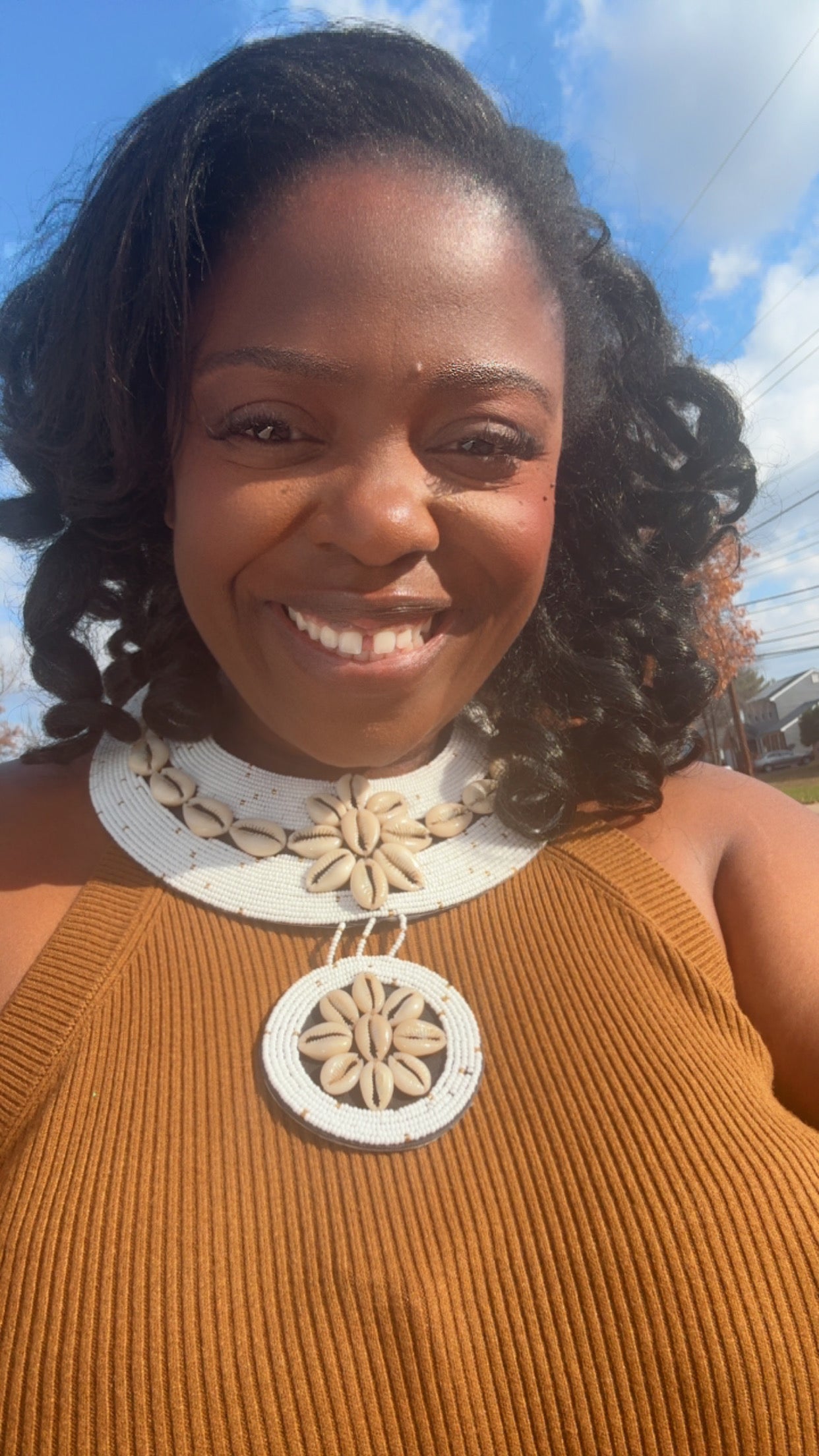 Queen Mother Cowrie & Beaded Royal Necklace