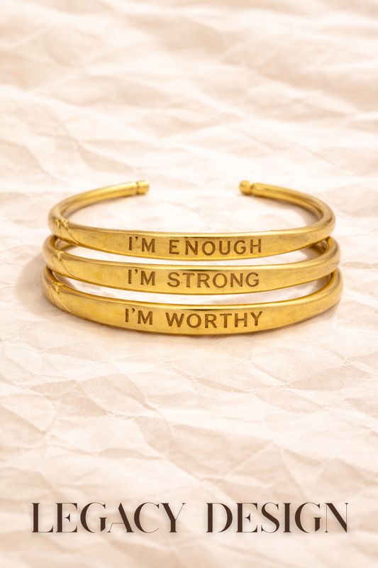 Handcrafted Brass Affirmation Bangle: I'm Worthy, Strong, Enough – Empowerment Jewelry