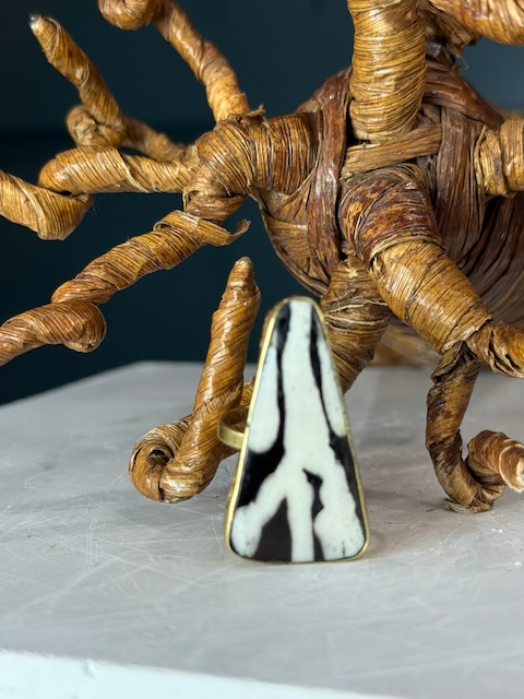 Kigali Spiral Bone and Brass Ring