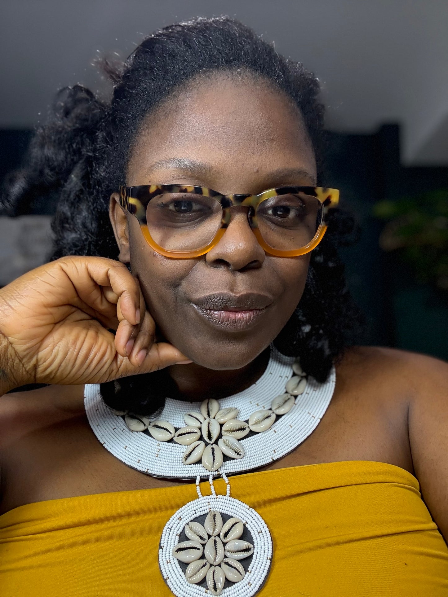 Queen Mother Cowrie & Beaded Royal Necklace