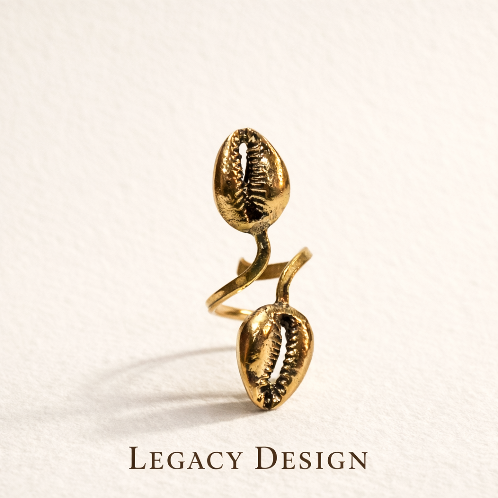 Golden Twin Cowrie Ring