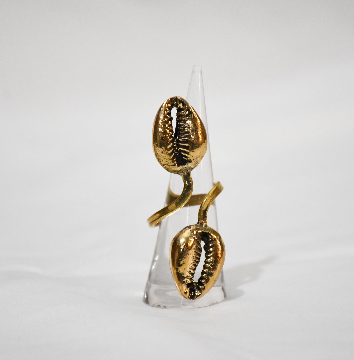 Golden Twin Cowrie Ring