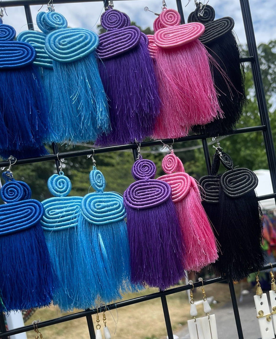 Handwoven fringe earrings