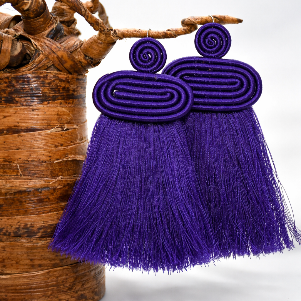 Rwanda Fringe Earrings – Handwoven Statement Earrings