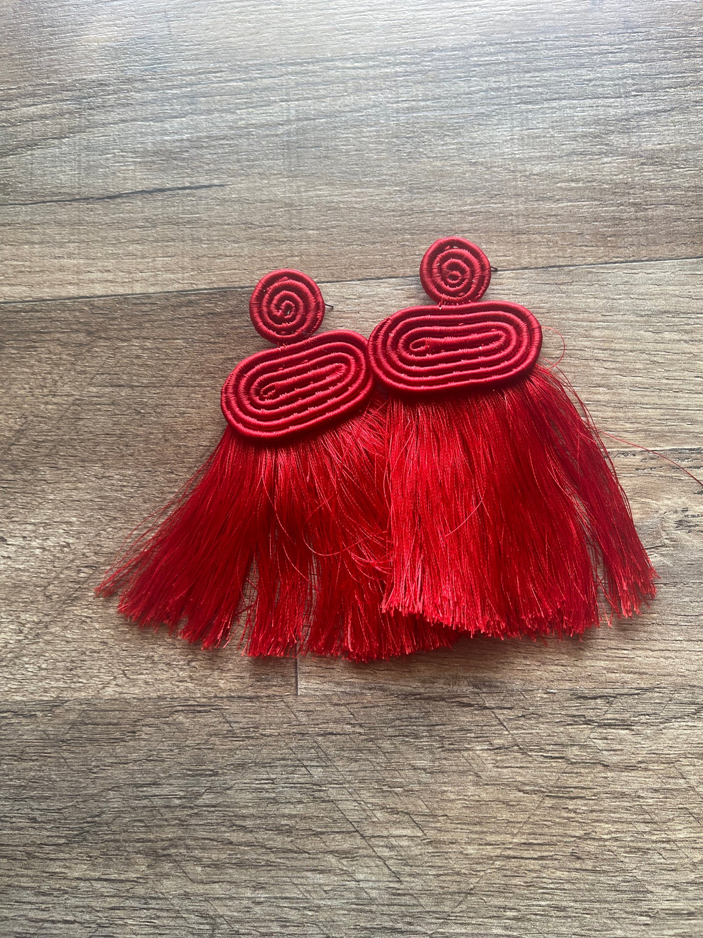 Handwoven fringe earrings