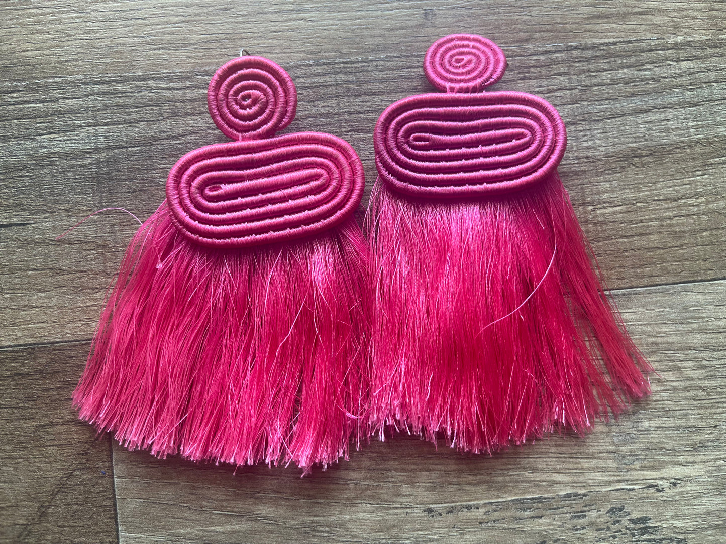 Handwoven fringe earrings