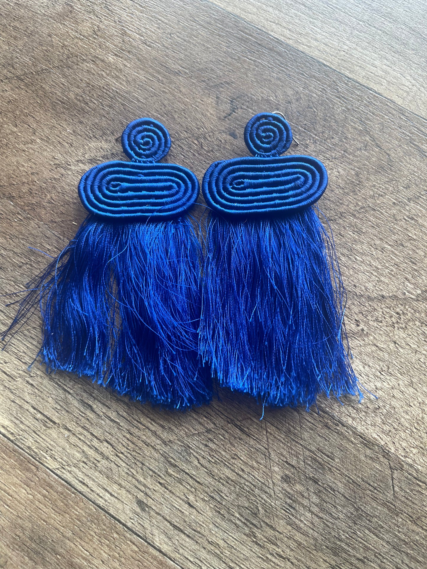 Handwoven fringe earrings