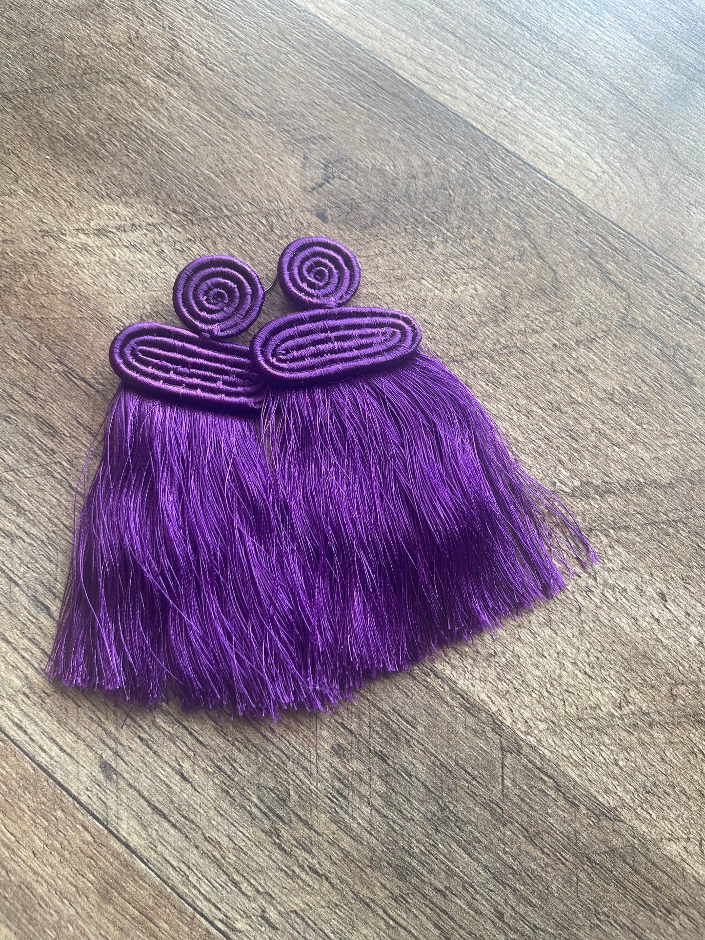 Handwoven fringe earrings