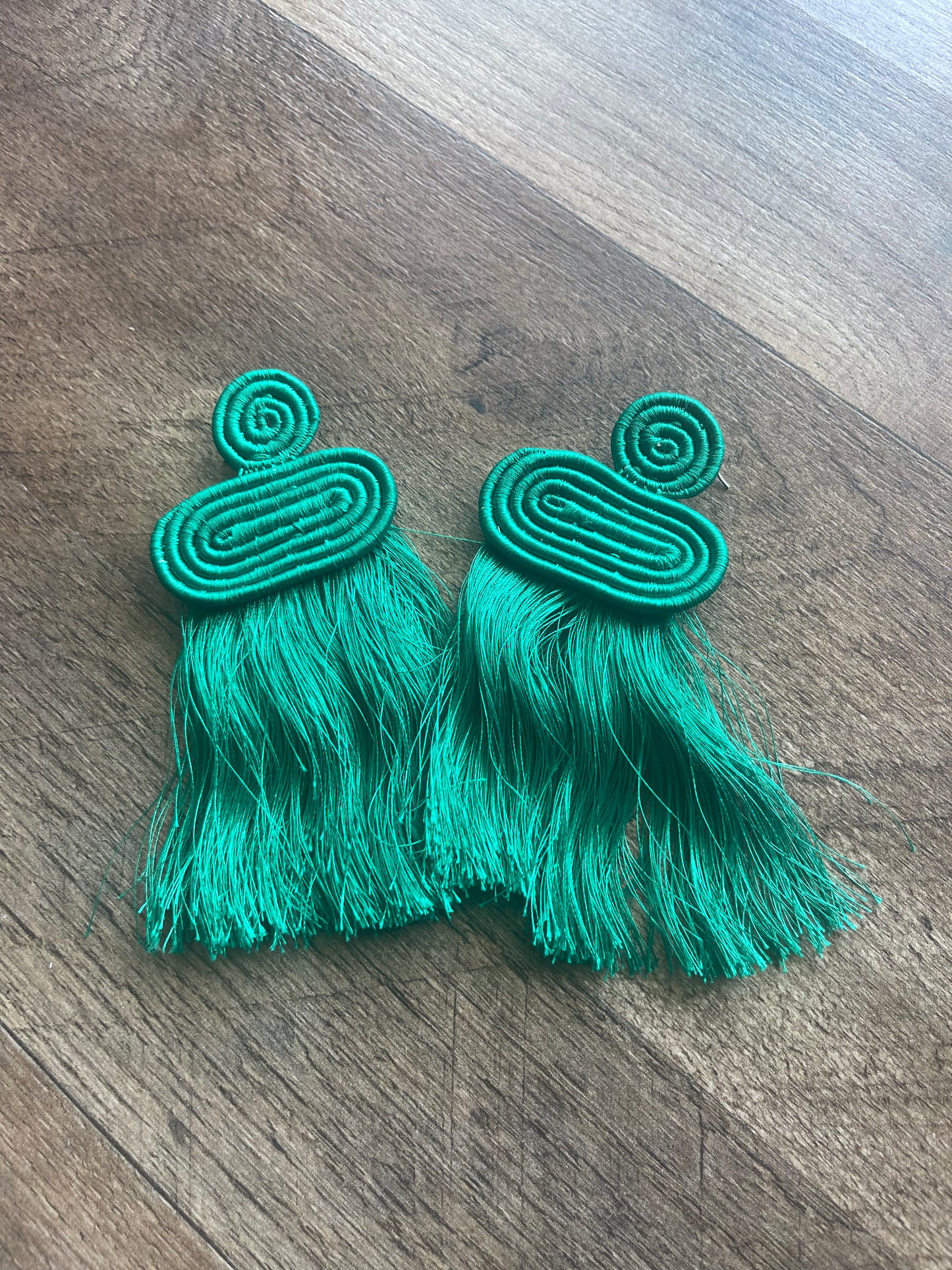 Handwoven fringe earrings