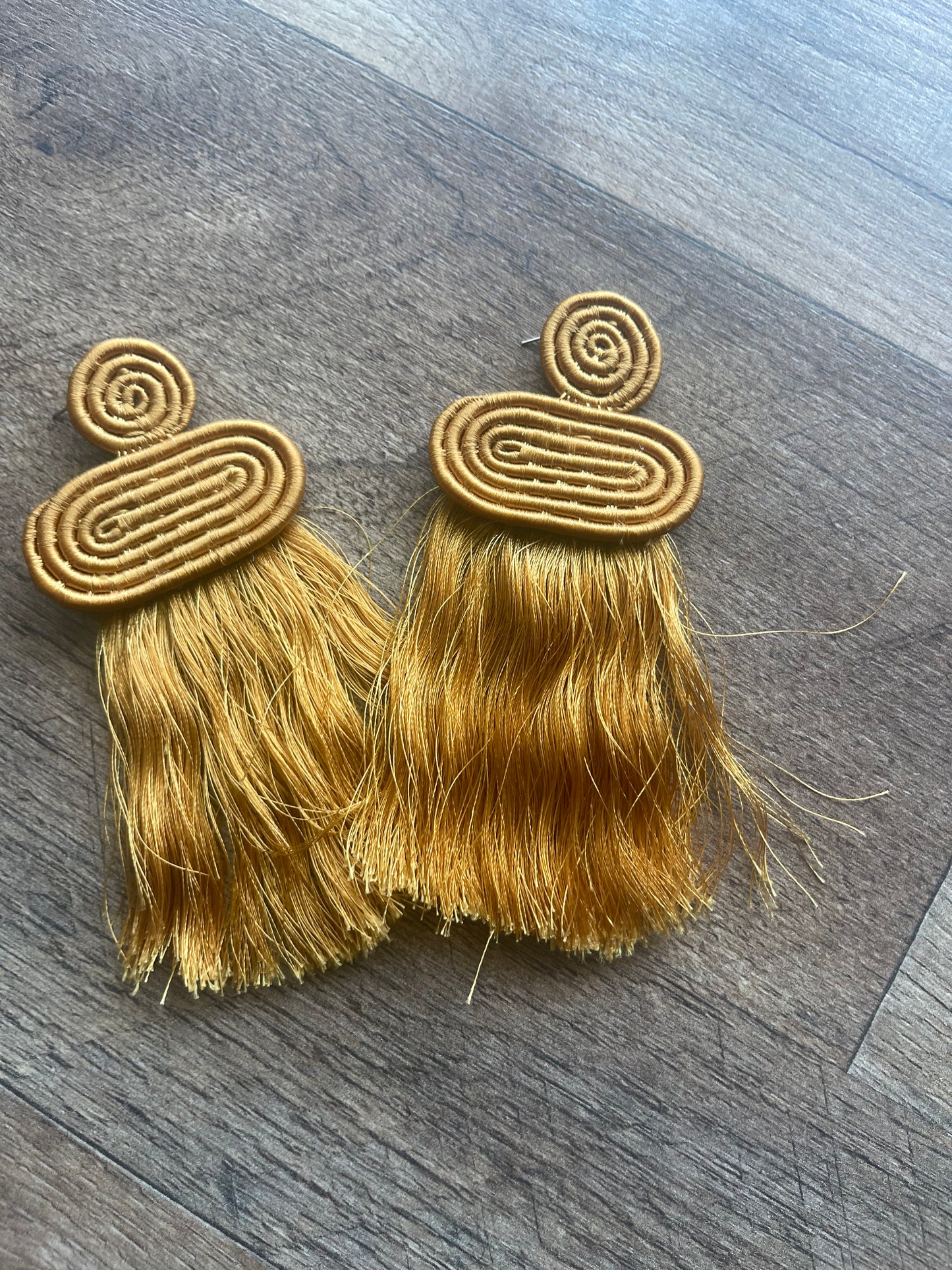 Handwoven fringe earrings